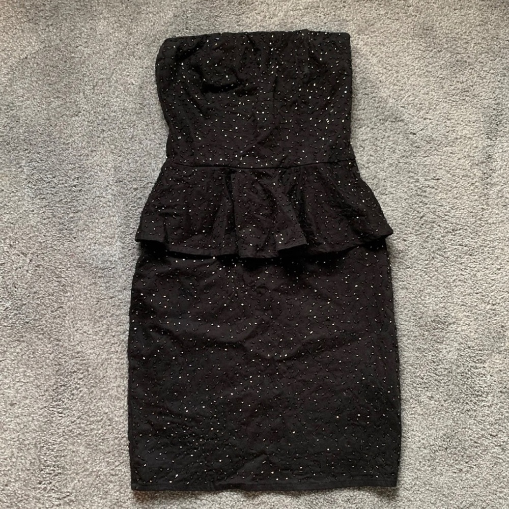 Zara Black Mini Sparkle Peplum Dress